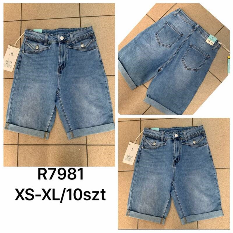 Rybaczki damskie jeansy Roz XS-XL, 1 Kolor Paczka 12 szt